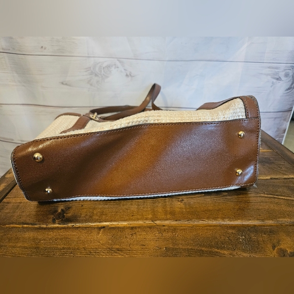 Ralph Lauren Woven Straw Beige Tote Bag Classic Preppy Hangbag - Picture 6 of 15